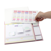 Organisateur de bureau hebdomadaire espagnol pastel mignon avec notes autocollantes et autocollants décoratifs pour le bureau et l'étude