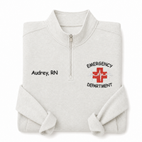 Sweat-shirt à col zippé personnalisé brodé pour le service d'urgence – Veste d'infirmière d'USAP personnalisée – Écologique – Hiver/Automne/Printemps