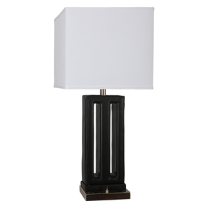 Lampe de table carrée moderne en métal noir avec abat-jour en tissu pour la maison, le bureau, l'hôtel, la chambre d'hôtes, le salon, la chambre à coucher, la décoration d'éclairage domestique - Product Image 2