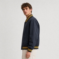 Veste universitaire en toile bleu roi avec logo personnalisé, veste de baseball pour homme OEM, veste de baseball pour homme avec broderie de patchs en chenille, fabrication en usine
