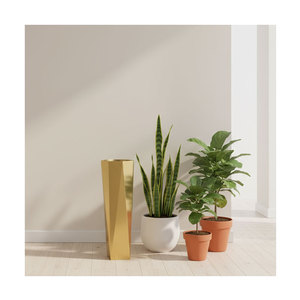 Grand vase en or rose, pot de fleurs décoratif en acier inoxydable poli, adapté aux hôtels haut de gamme, aux jardins en terrasse de villas - Product Image 4