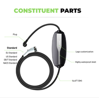 RUIVANDA Tragbare Level 2 Typ 1 EV-Ladestation 32A Einphasig 7KW US-Stecker 5M Kabel IP67 Neuzustand