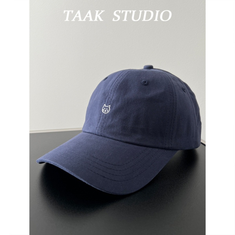 Casquette de baseball bleu marine à motif tête de chat extra-petit.