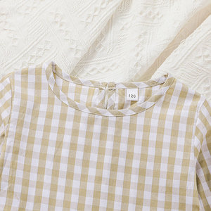 Nuova primavera autunno abbigliamento <span class=keywords><strong>per</strong></span> bambini ragazze <span class=keywords><strong>vestito</strong></span> casual in cotone moda bambino manica lunga volant plaid princess dress da 4 a 9 anni - Product Image 4