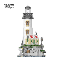 MJ13045 Phare Blocs de Construction Cabane de Pêcheur 1092 + PCS Lumière Maison Assemblage Modèle Idée Décoration Enfants Jouets Cadeau