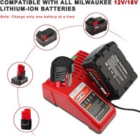 Chargeur de batterie Li-ion multi-tension M12 & M18 pour chargeur Milwaukee 48-59-1812 M12 12V M18 18V 3A Chargeur de batterie lithium-ion