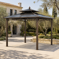 Gazebo de jardin résistant aux chocs 12*12 pieds pour cour arrière, facile à assembler, imperméable, résistant à la pluie, design pare-soleil, moustiquaire