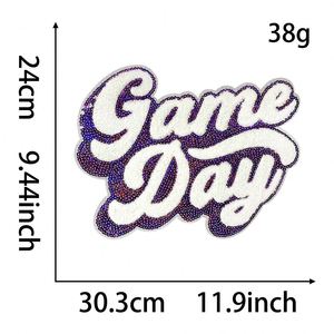 New Colorful 30cm/11.9inch Big Size <b>Iron</b> on Chenille Sequin Embroidered Gameday Sport Patch for T-shirt Hoodies - Product Image 6