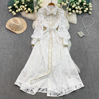 Robe décontractée élégante pour femme, coupe trapèze, imprimée, à manches longues, avec ceinture et empiècements en maille transparente, pour les fêtes et le quotidien
