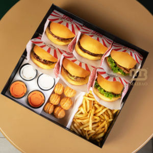 Boîte de conteneur alimentaire arabe personnalisée, boîte à <span class=keywords><strong>hamburger</strong></span>, boîte à shawarma, boîte à frites, emballage alimentaire en papier recyclable pliable avec logo - Product Image 1