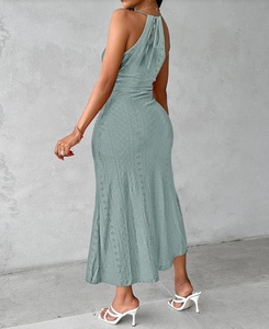 Vestido Maxi Casual <span class=keywords><strong>de</strong></span> Verano 2025 para Mujer, Cuello Halter, Sin Mangas, Color Sólido, Talla XS, Cintura Natural, Antiestático - Product Image 2