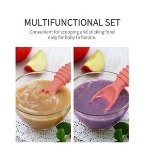 Cucharas de destete de silicona-Cucharas de alimentación para niños pequeños para 4-6 meses, Conjunto personalizado al por mayor Cuchara de puré de entrenamiento para bebés - Product Image 6