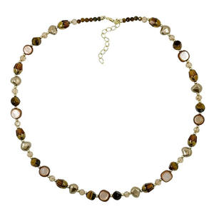 Cuentas de perlas de cristal de ojo de tigre marrón <span class=keywords><strong>Natural</strong></span> para mujer, joyería, collar de cuentas de café, cadena de suéter - Product Image 1