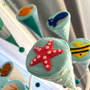 Jouets éducatifs neutres nautiques nouveau-né sous la mer <span class=keywords><strong>pépinière</strong></span> océan feutre bébé Mobile avec étoile de mer coquille baleines <span class=keywords><strong>dauphin</strong></span> - Product Image 3