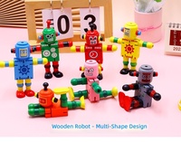 Figurine de robot en bois style dessin animé, modèle de robot artisanal en bois écologique, objet de collection, vente en gros, souvenir tendance