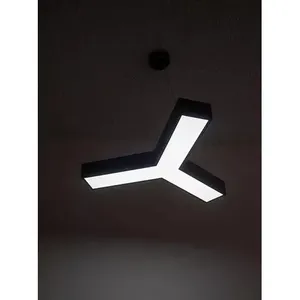 Lampe suspendue LED modulaire 72W 4000K Blanc froid Luminaire rectangulaire pour plafond de bureau Bâtiment Noir Plastique Moderne Suspension - Product Image 3