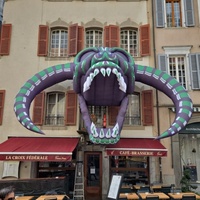 Crâne de monstre gonflable lumineux à LED avec cornes pour décoration de bar extérieur sur le thème d'Halloween, Tête de taureau démoniaque géante gonflable en Oxford 420D