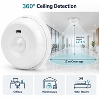 Sensor PIR+M.W 360 Berkabel untuk Plafon, Detektor Gerak dan Intrusi 12m, Alarm Anti Maling, Material ABS untuk Sistem Keamanan Rumah