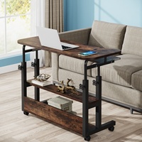 Pour Tribesigns Brun Hauteur Réglable Table Roulante Chariot Portable Mobile Ordinateur Portable Support pour Bureau ou Canapé Design Moderne