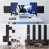 Panneaux acoustiques Roydaa autocollants en polyester haute densité 30x30x1 cm pour isolation phonique murale, idéaux pour studio à domicile et bureau - Noir