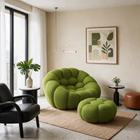 Ensemble de canapé moderne en velours côtelé VERNSSY avec pouf et fauteuil incurvé pour salle de sport et hôtel