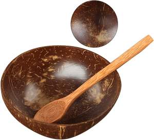 Tazones y Platos de Madera, Tazón de Cáscara de Coco Pequeño con Logotipo Personalizado, Juego de Cubiertos con Cuchara, Precio de Cocina, Natural y Ecológico - Product Image 4