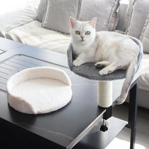 360°Rotating Adjustable C-clamp Desktop Cat Bed with Cat Hammock Mount with Scratching <b>Post</b> for Desk Attachment Cat Desk Perch - Product Image 4