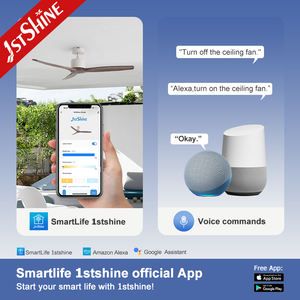 1stshine Ventilateur de plafond 52 pouces pales en bois massif Moteur CC Ventilateur de plafond à haut débit d'air avec contrôle intelligent - Product Image 6