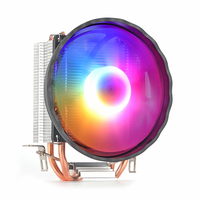 Refroidisseur de processeur universel pour ordinateur LGA 1155 1156 1200 1700 2011 2066 FM2 AM2 AM3 AM4 AM5, éclairé, avec 2 caloducs en cuivre et un seul ventilateur