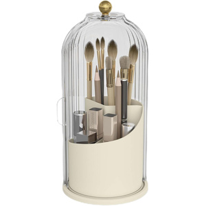 Desktop Injection Molded Plastic Modern Design <b>Makeup</b> Brush <b>Holder</b> Multi-Angle Rotating Cosmetic Pen Organizer with Lid - Product Image 1