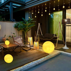 Lune lumineuse alimentée par énergie solaire pour <span class=keywords><strong>terrasse</strong></span> de jardin avec télécommande <span class=keywords><strong>sans</strong></span> <span class=keywords><strong>fil</strong></span> et mode d'éclairage à luminosité réglable - Product Image 3