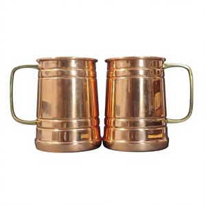 Juego de Tazas de Cobre 100% Polaco con Asa de Latón para Hogar, Cafetería o Bar, Tazas de Cerveza de Primera Calidad Reutilizables - Product Image 1