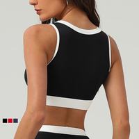 Joyoung Dames Sportbeha met Contrast Trim Gym Workout Top Naadloze Ademend Fitness Racerback Atletiek Crop Top Fitness Kleding