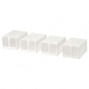 Foldable Fabric Storage Box <b>Set</b> of 4 White Mesh Drawer Organizer for Closet Bedroom Furniture - Product Image 5