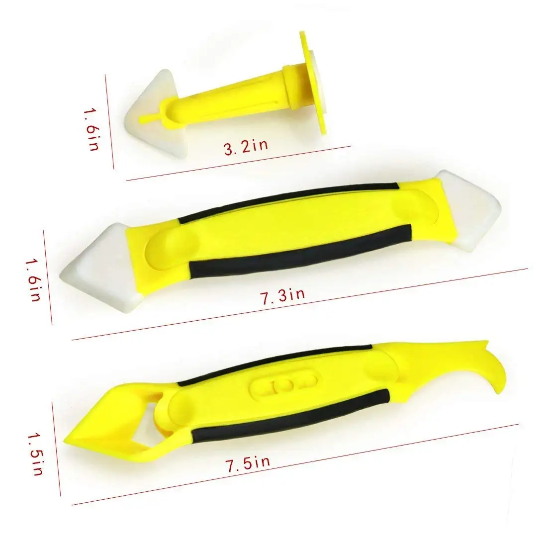 Plastic Yellow Silicone Sealant Finishing and Replace Removal Tool with a Caulk Nozzle 3 Pieces Caulking Tool Kit