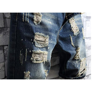 Shorts d'été pour hommes de haute qualité, effet usé, respirants, légers, design personnalisé, 100% coton, shorts usés pour hommes en vente - Product Image 5