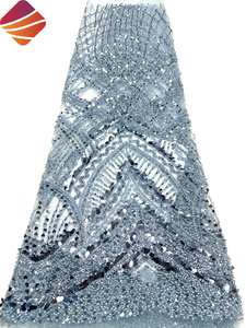 High Quality Bridal Lace Fabric Heavy Hand Beaded Lace Fabric Luxury Pearls <strong>Embroidery</strong> Sequined Lace <strong>Material</strong> for Wedding Dress - Product Image 4