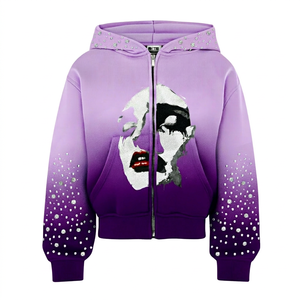 Logotipo personalizado de alta calidad de algodón de impresión 360gsm sudaderas con capucha hombres pulóver Sudadera con capucha R Y2K French Terry Zip-Up - Product Image 1