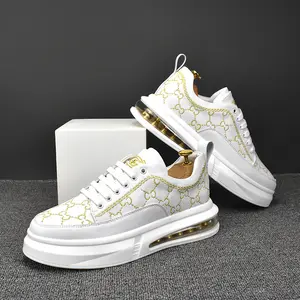 Nueva versión coreana de los zapatos blancos bajos de lujo, zapatos transpirables con aumento de altura, zapatos Casuales