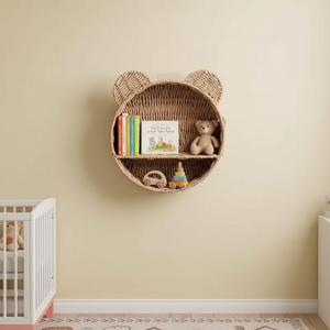 Étagère murale en rotin naturel en forme d'ours, tissée à la main au Vietnam, pour chambre d'enfant, décoration de chambre d'enfant, fabricant - Product Image 1