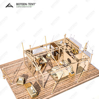 Tente de glamping extérieure en bois, tissu Oxford, quatre saisons, résistante à l'eau, luxe, safari, hôtel désertique, cabane solaire insulaire 12.3x9m 45