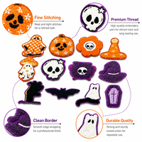 Prêts à expédier : Patchs en chenille d'Halloween, badges brodés en tissu éponge (mignons fantômes et citrouilles), emblèmes effrayants en gros pour bonnets