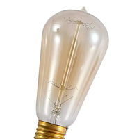 Vintage ST64 Edison LED Ampoule Filament Droit Mamelon Forme Verre Laiton Métal Garantie 2 Ans pour B22/E26/E27 Décoratif