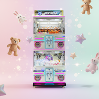 Mini Super Claw Crane, jeu d'arcade 4 joueurs, machine à pincettes à monnayeur, conviviale parent-enfant, avec cabinet métallique et verre trempé, version anglaise