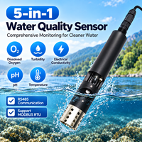 Capteur de qualité de l'eau 5 en 1 CDT-50C RS485 Modbus pH EC Oxygène dissous Turbidité Température Capteur multiparamètres pour l'eau
