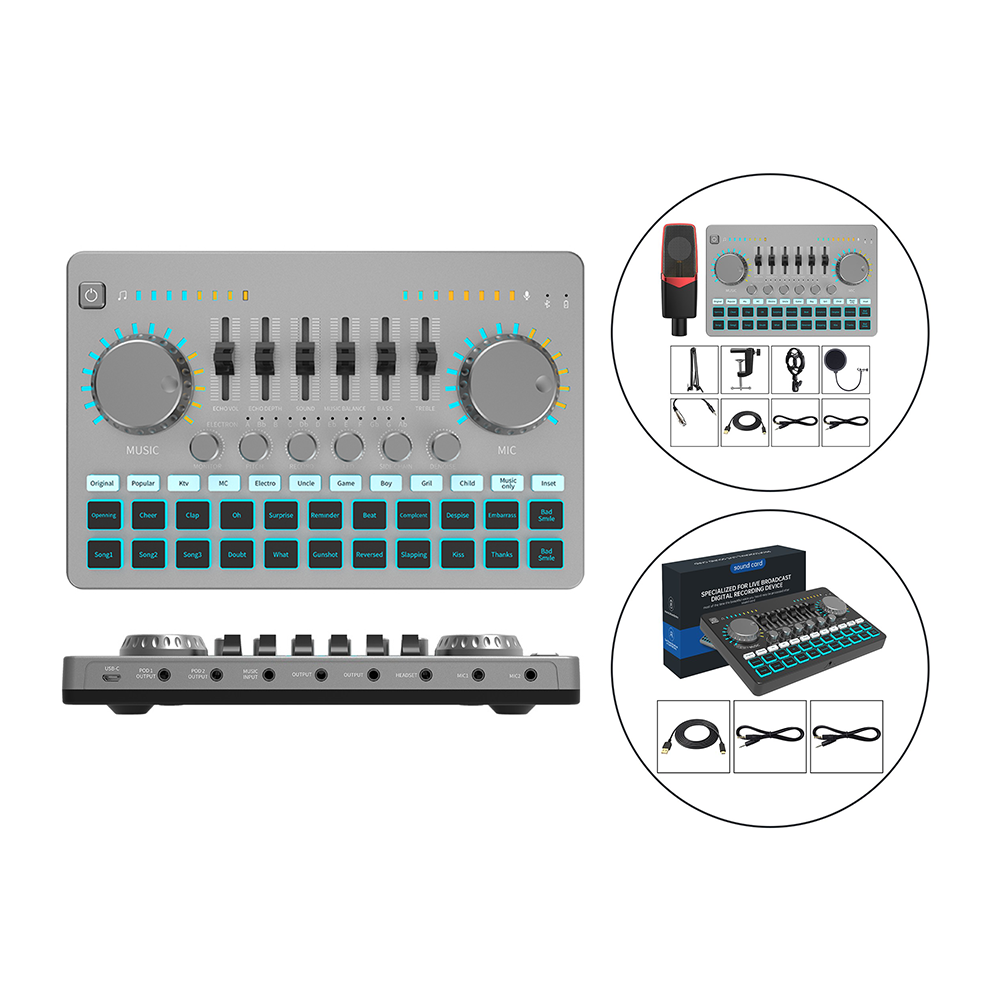 Профессиональное звуковое оборудование записывающий аудио интерфейс Живая звуковая карта V10 с голосовым изменением для смартфона ПК ноутбука запись