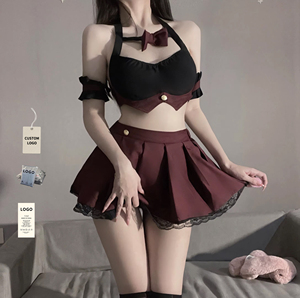 Women Erotic Uniform Lingerie Sets Japanese Cute Lace Cosplay Babydoll Underwear Sexy Costume <b>Half</b> <b>Slips</b> Spandex/Polyester - Product Image 1
