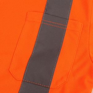 T-shirt di sicurezza ad alta riflettenza a maniche lunghe arancione fluorescente Plus Size camicia da costruzione con gilet di sicurezza - Product Image 4