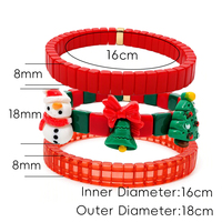 CENDA Lot de bracelets extensibles en acrylique empilables avec perles, breloques bonhomme de neige, sapin de Noël et cloche, pour fêtes de Noël