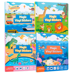 Date en gros bébé livre calme éducatif réutilisable autocollant livre occupé Montessori dessin animé animaux dinosaure autocollant Puzzle jouets - Product Image 3